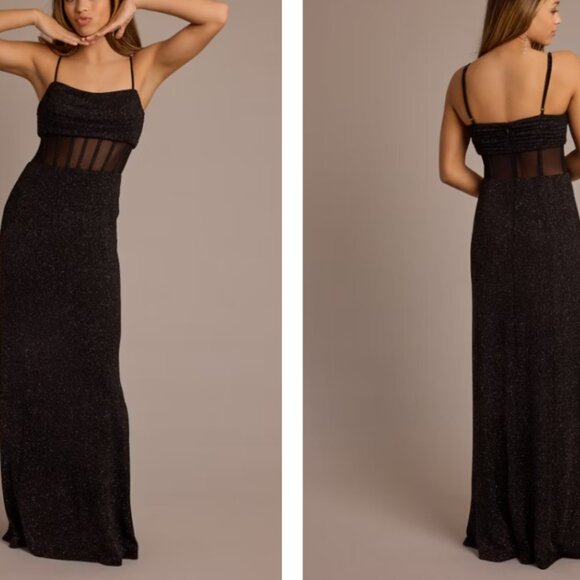 Glitter Knit Illusion Corset Sheath Dress - Picture 2 of 3